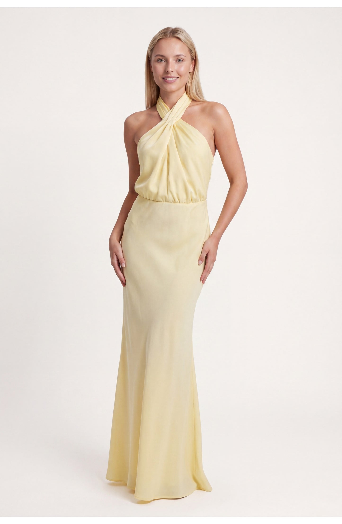 Dames Maxi Jurk | Halternek | Geplooide Bovenkant