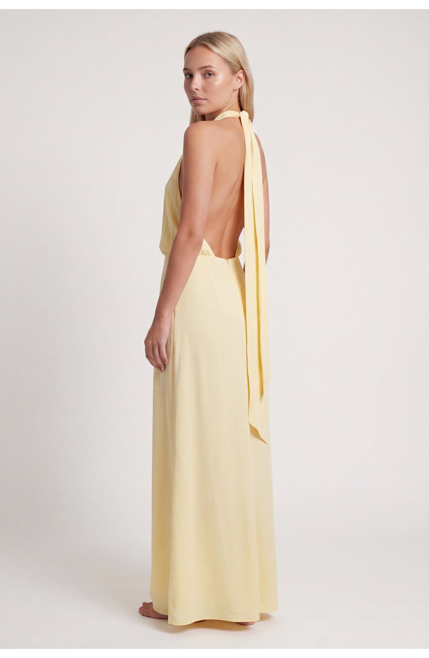 Dames Maxi Jurk | Halternek | Geplooide Bovenkant