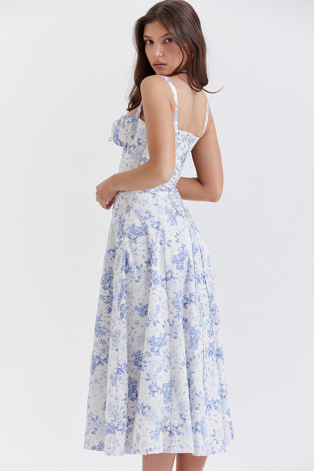 Elin Midi Jurk | Bloemenprint met Zijsplit