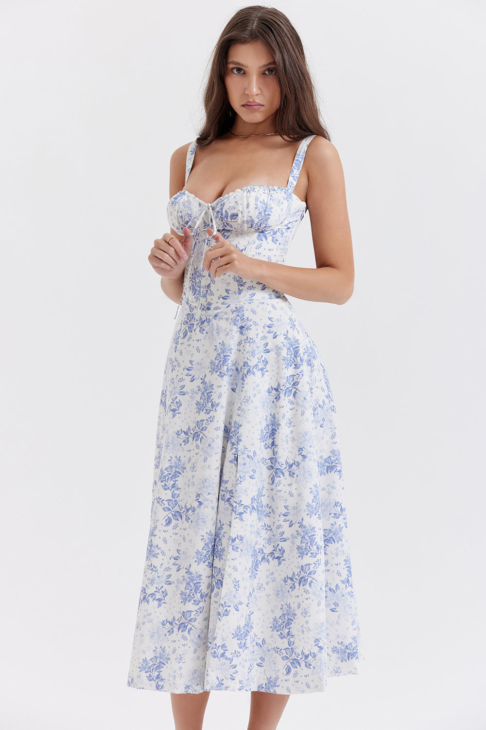 Elin Midi Jurk | Bloemenprint met Zijsplit