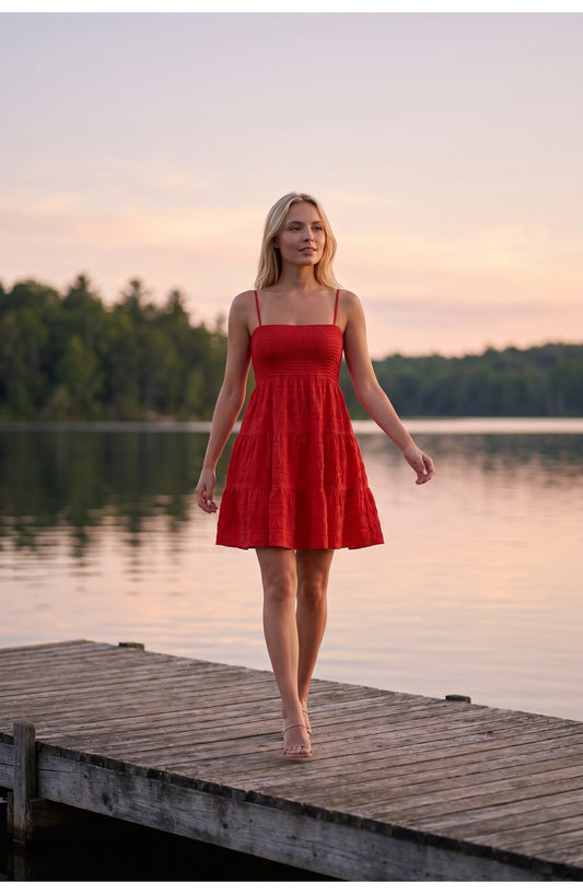 Tatienne Dames Mini Jurk | Vierkante Hals | Spaghettibandjes