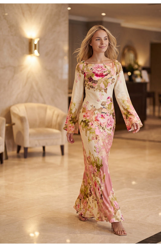 Women's Maxi Dress | Floral Print | Wide Sleeves