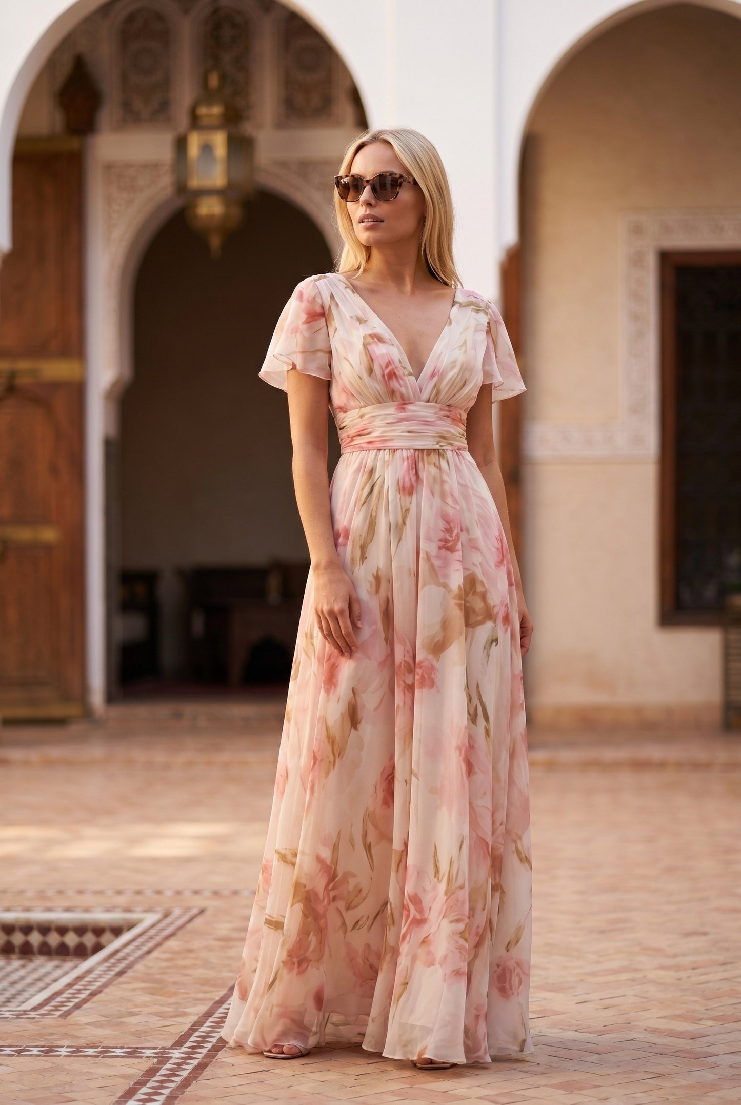 Dames Maxi Jurk | V-Hals | Bloemenprint