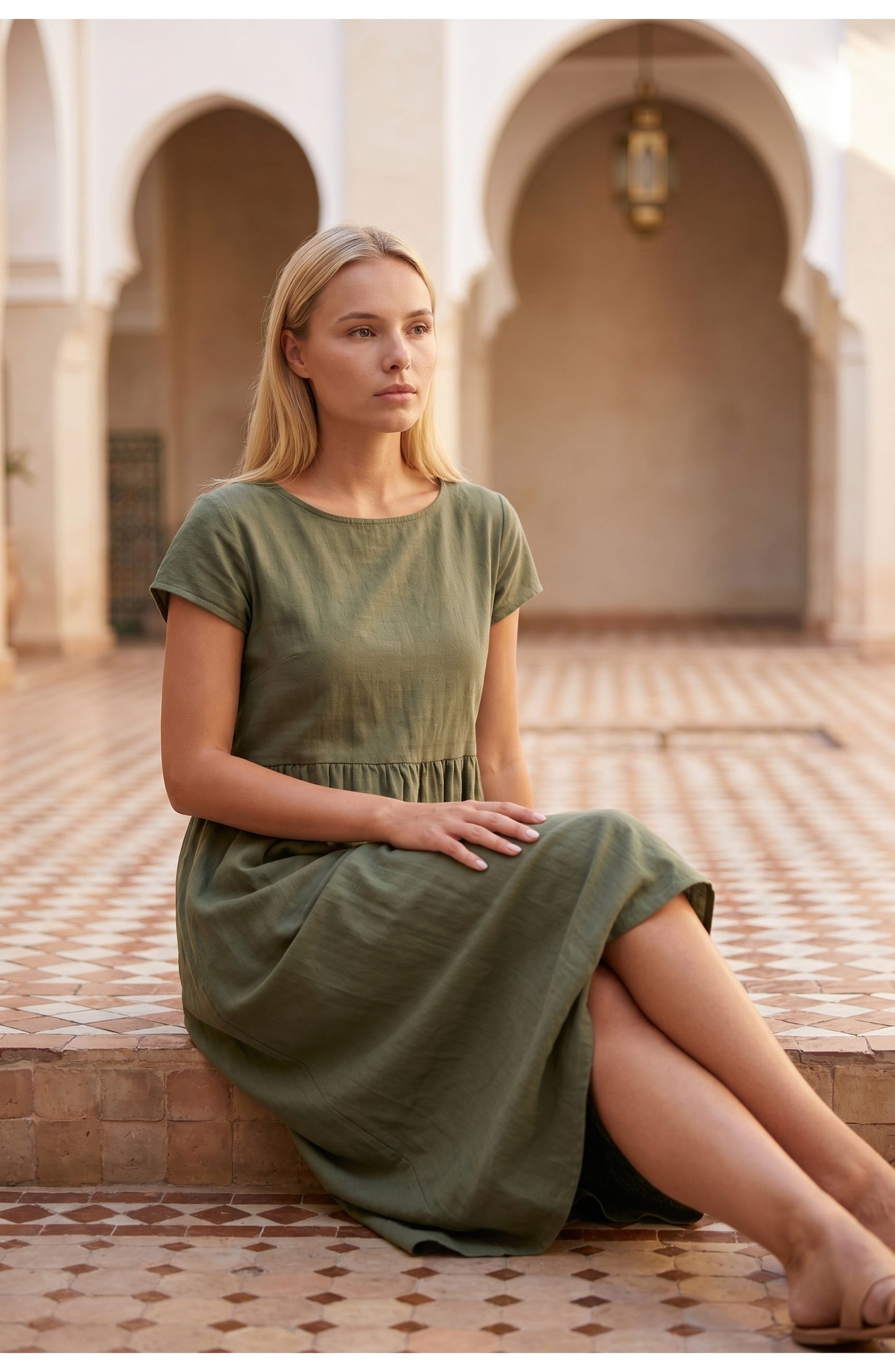 Eleonore Women's Midi Dress | Round Neck | Empire Waist