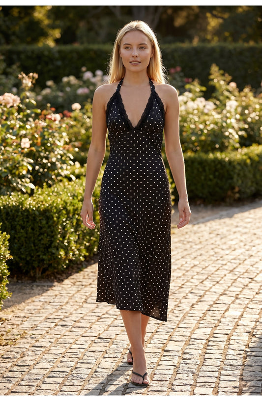 Dress | Halter Neck | Midi Length | Polka Dot
