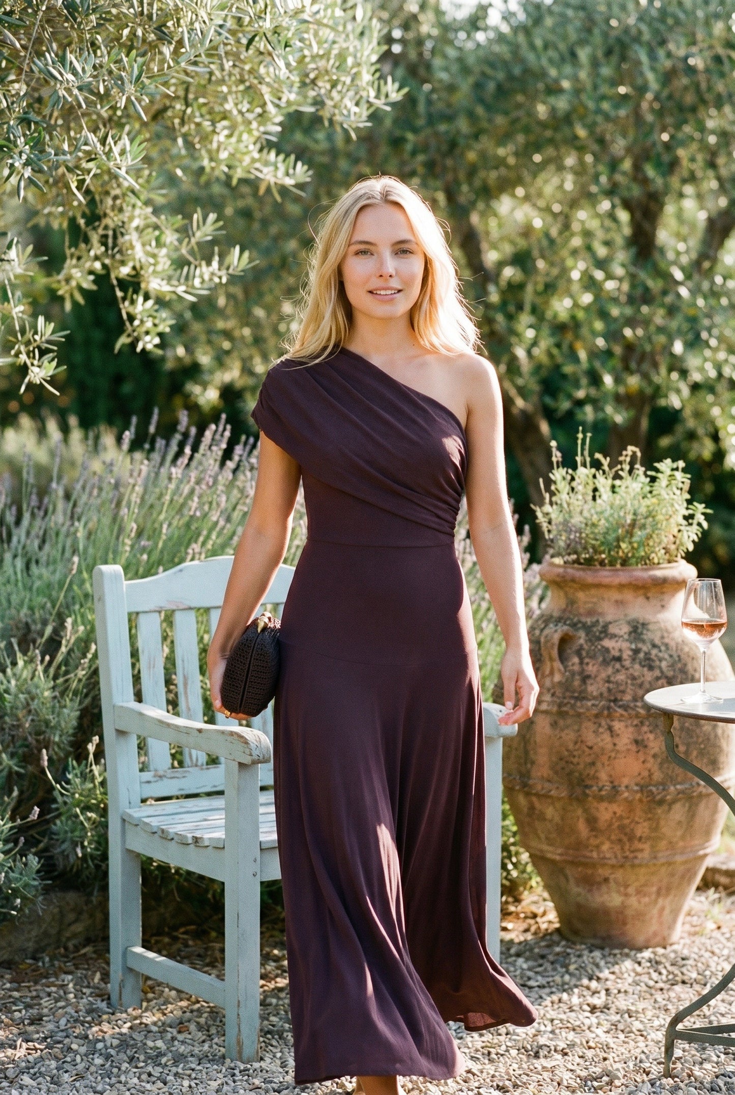 Loane Women's Maxi Dress | One Shoulder | Pleated Waist