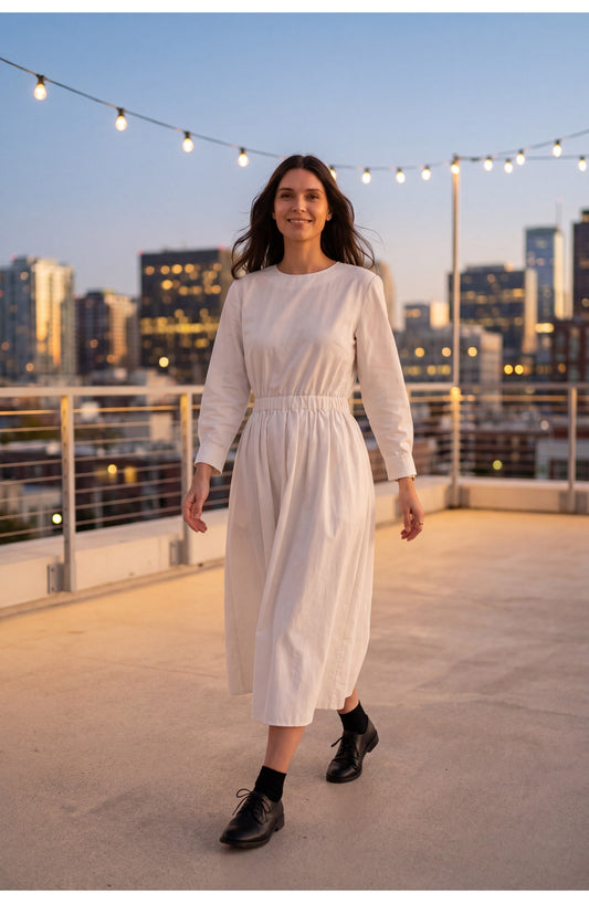 Women's Midi Dress | Long Sleeves | Elastic Waist