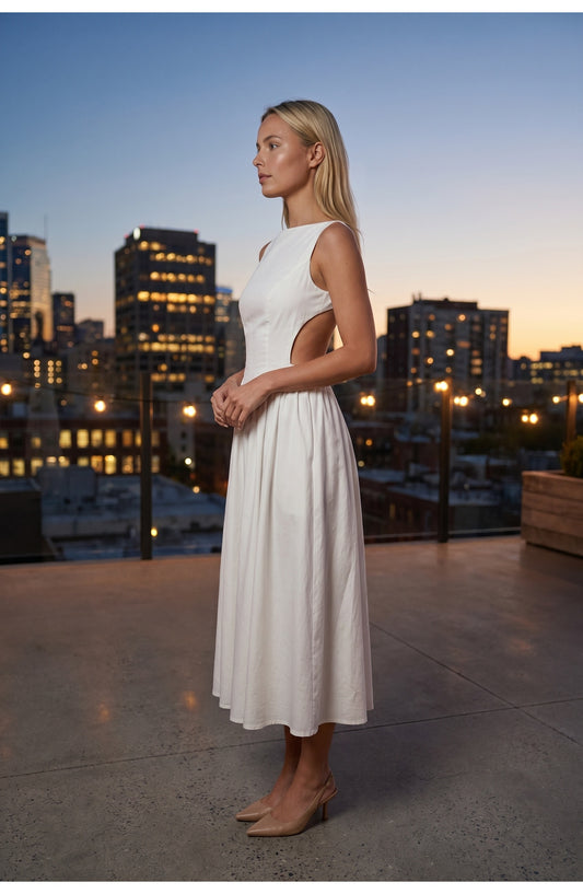 Women's Midi Dress | Boat Neck | Flared Skirt