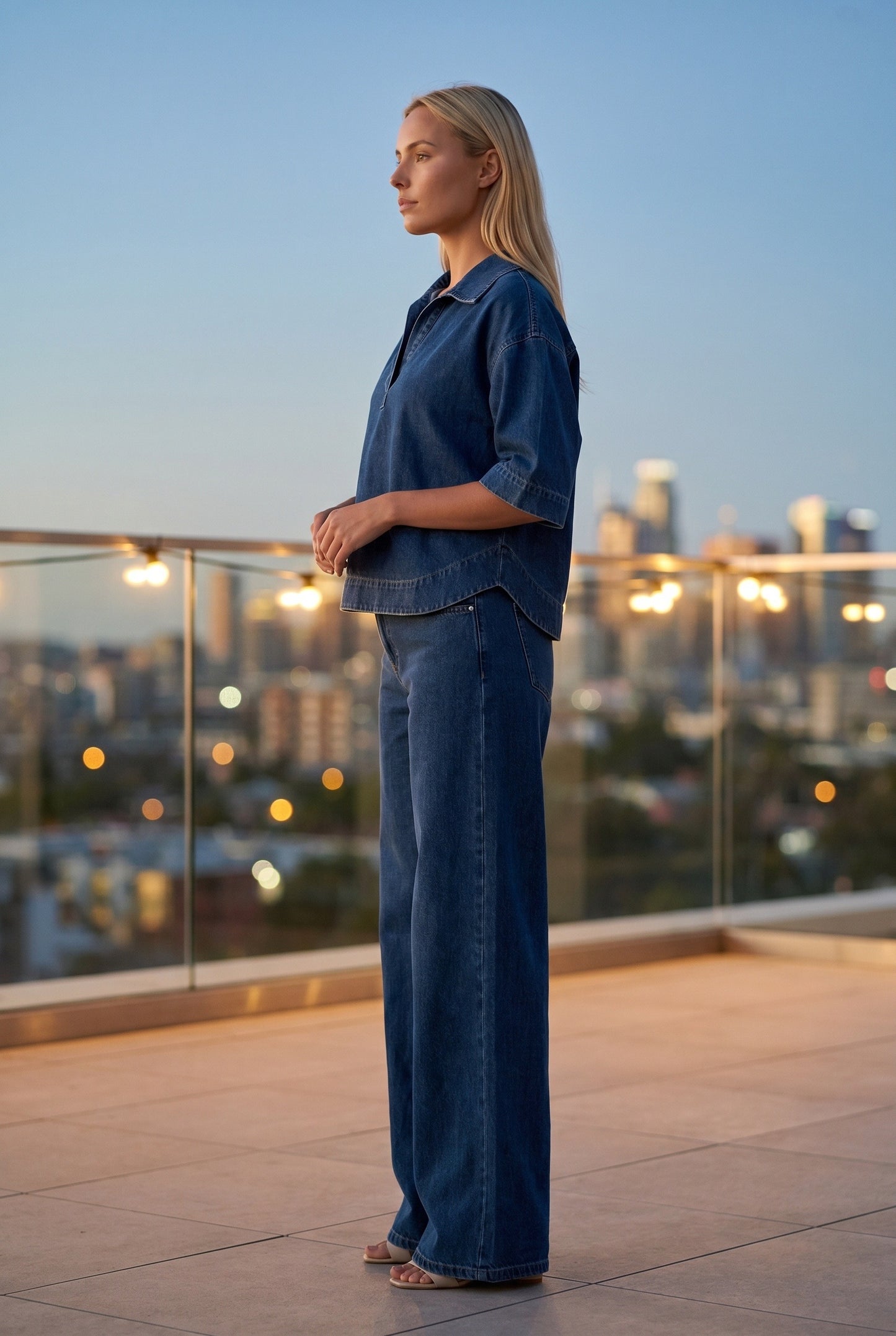 Women's Co-ord Set | Denim Look | Wide Legs