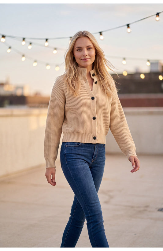 Dames Vest | Knoopsluiting | Lange Mouwen
