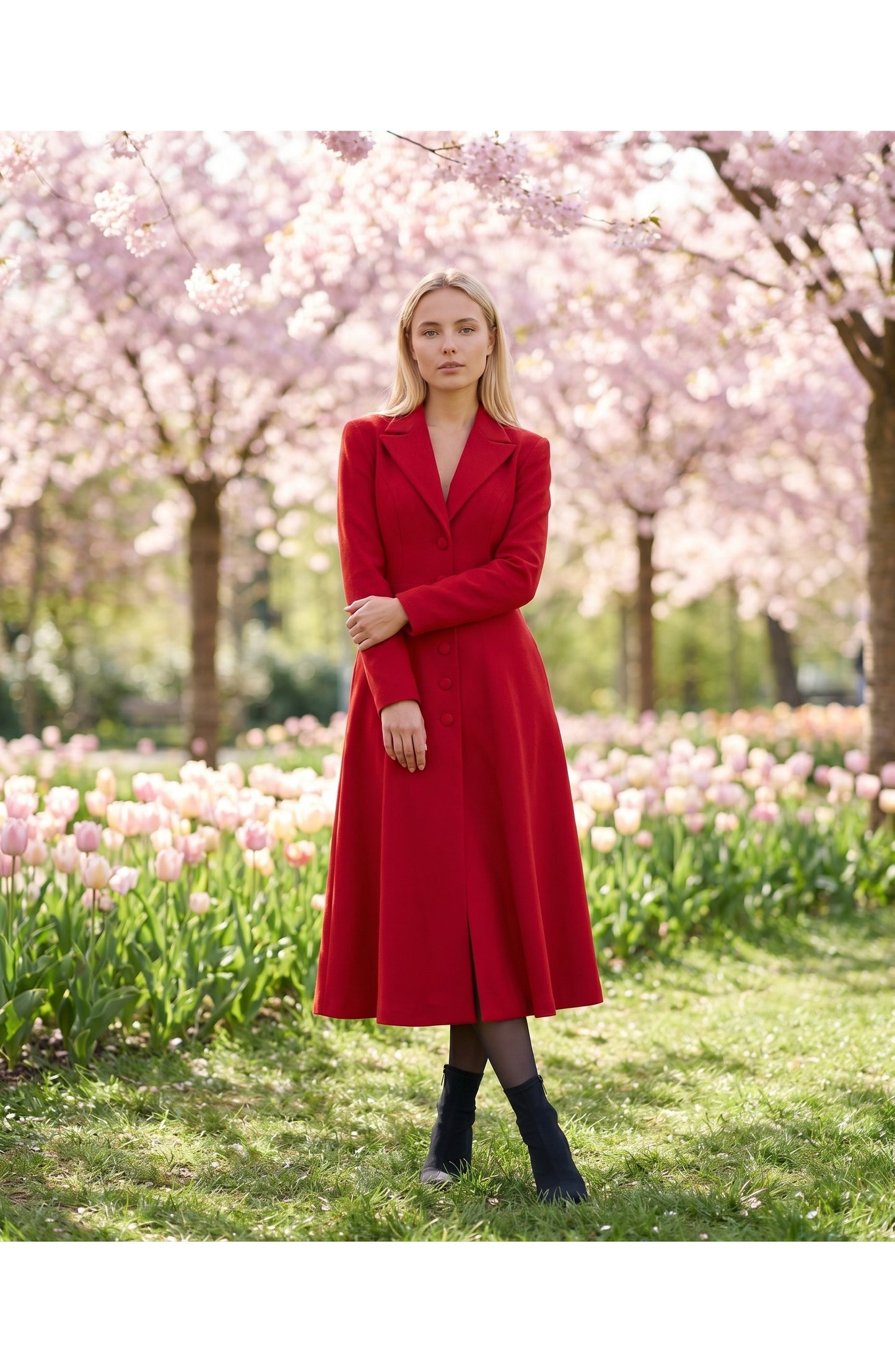 Women's Midi Dress | Notch Lapel | Flared Skirt