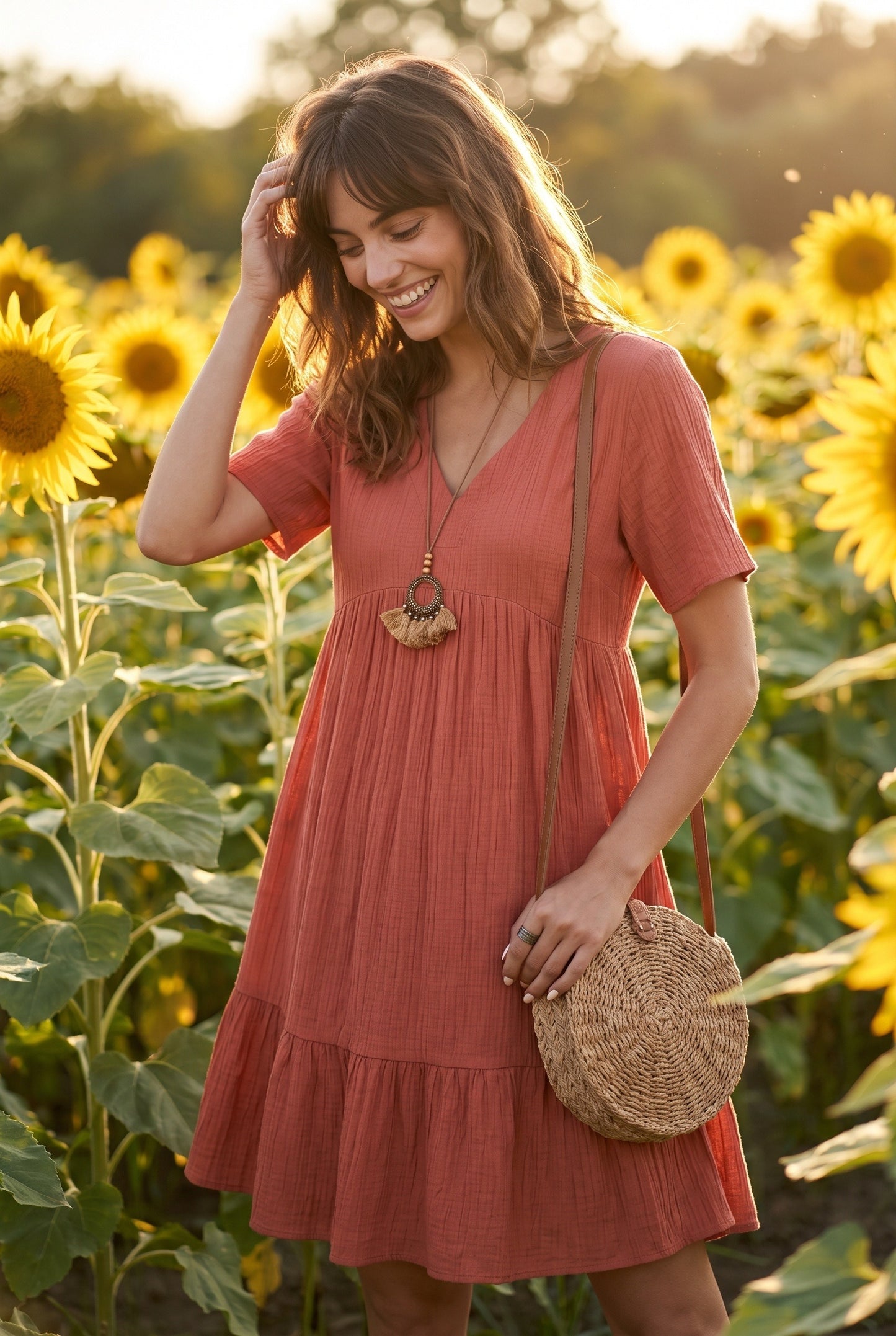 Toinette Dames Mini Jurk | V-Hals | Geribde Structuur