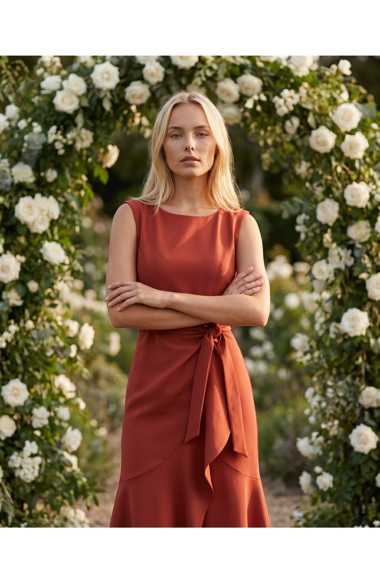 Manon Dames Midi Jurk | Ruffle Wrap Detail | Uitlopende Zoom