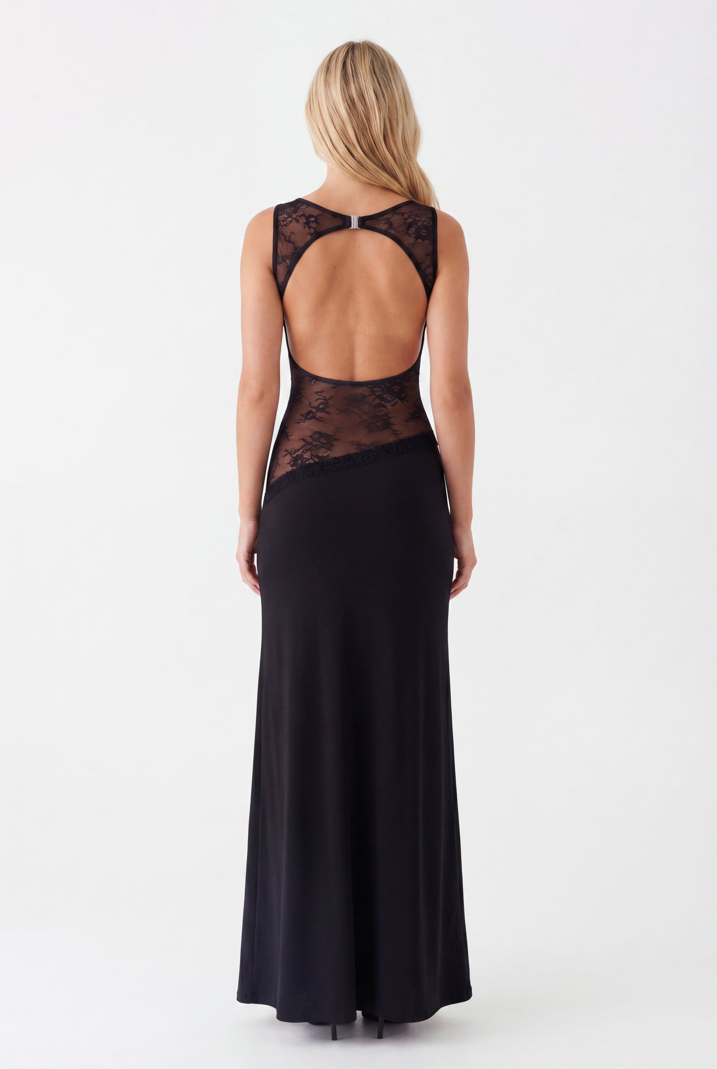 Noelia Lange Dress | Elegant Maxi Dress with Open Back and Lace Details
