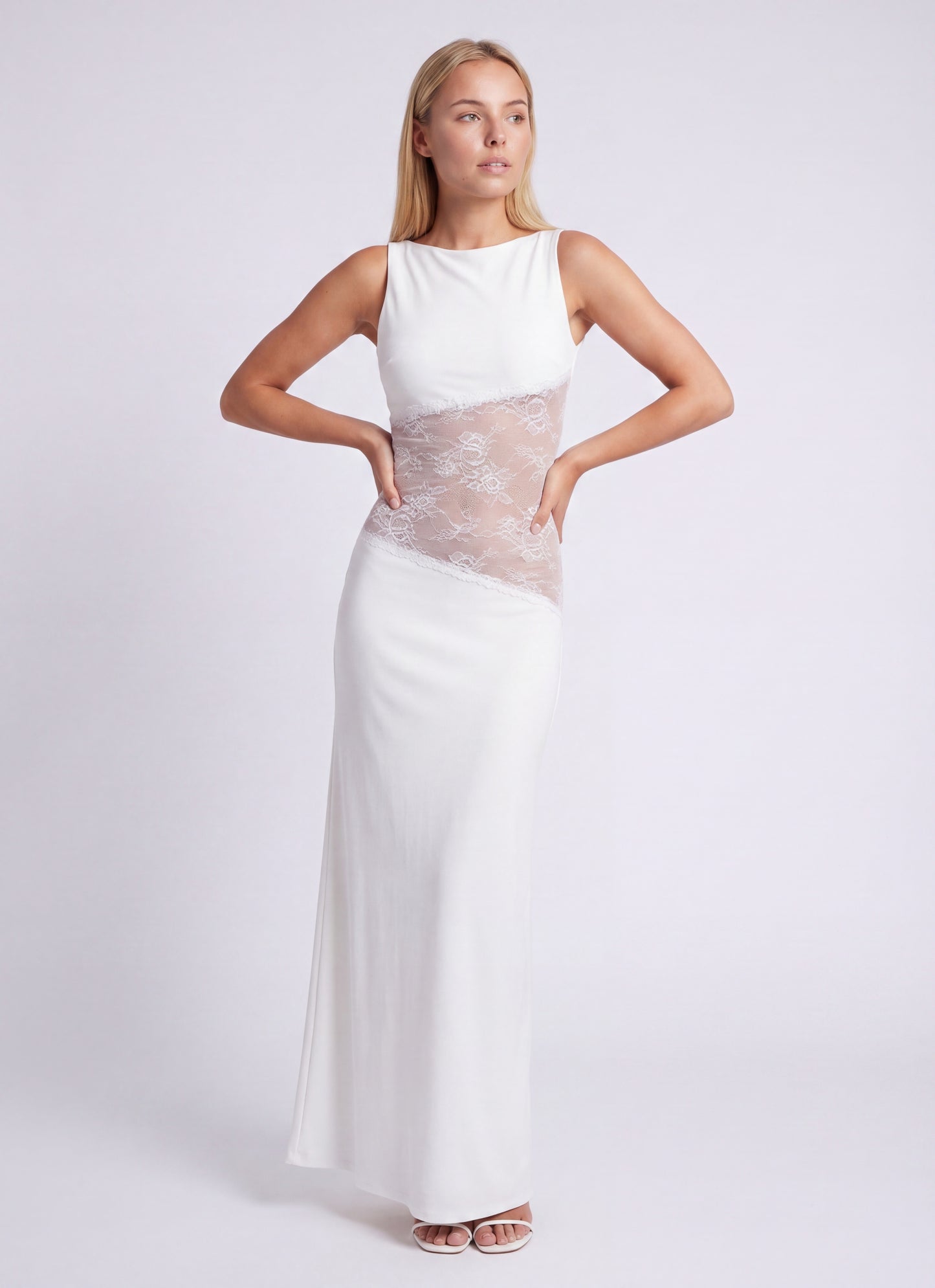 Noelia Lange Dress | Elegant Maxi Dress with Open Back and Lace Details