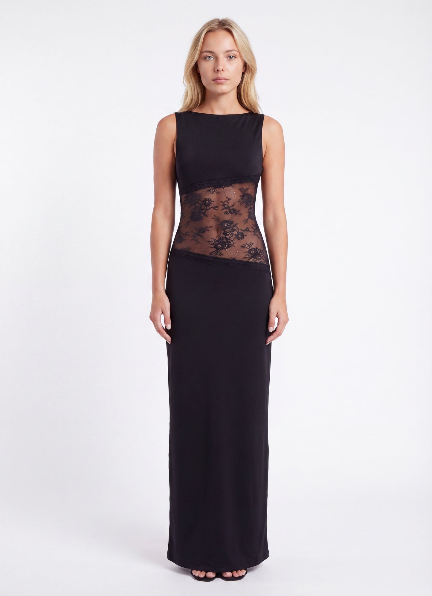 Noelia Lange Dress | Elegant Maxi Dress with Open Back and Lace Details
