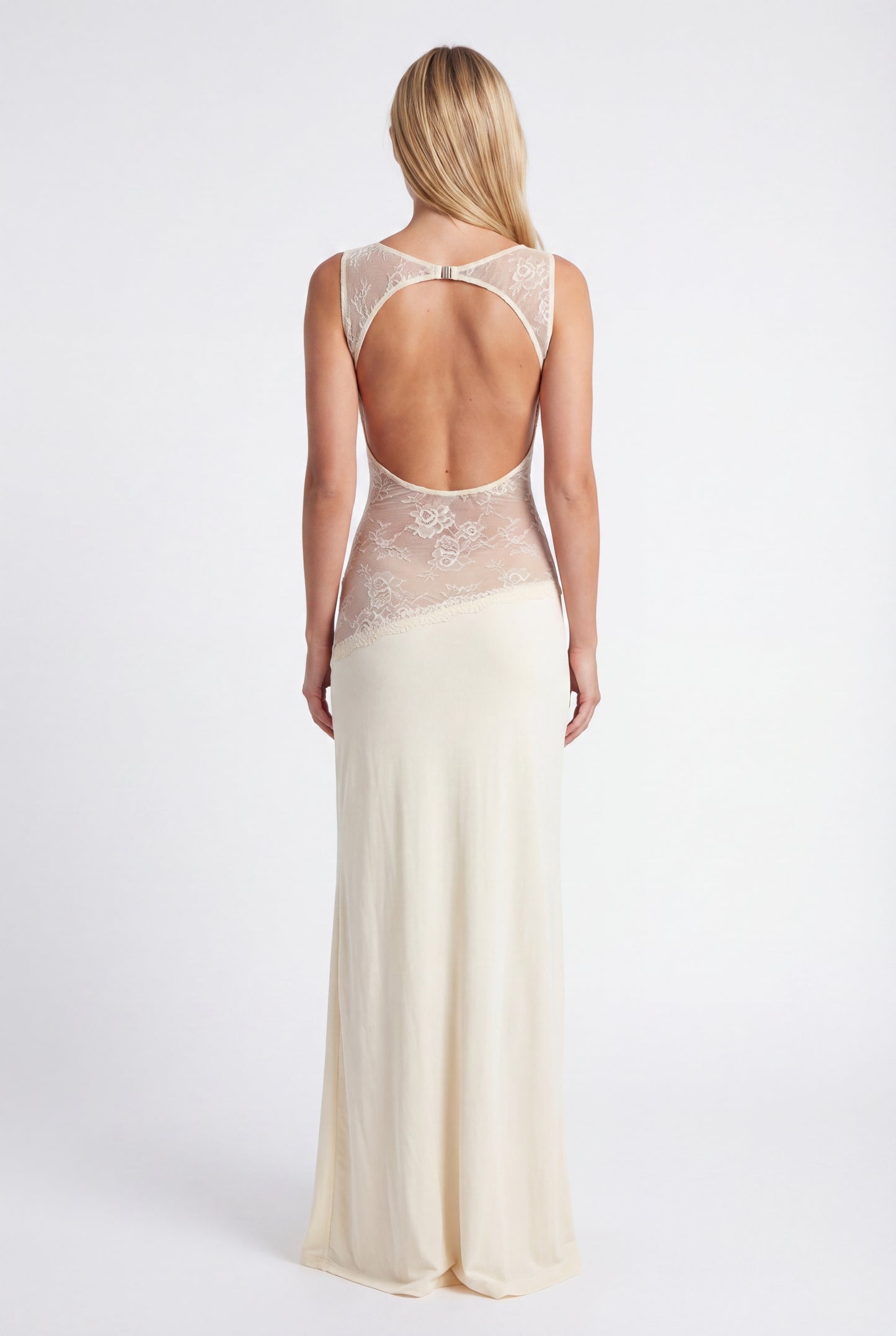 Noelia Lange Dress | Elegant Maxi Dress with Open Back and Lace Details