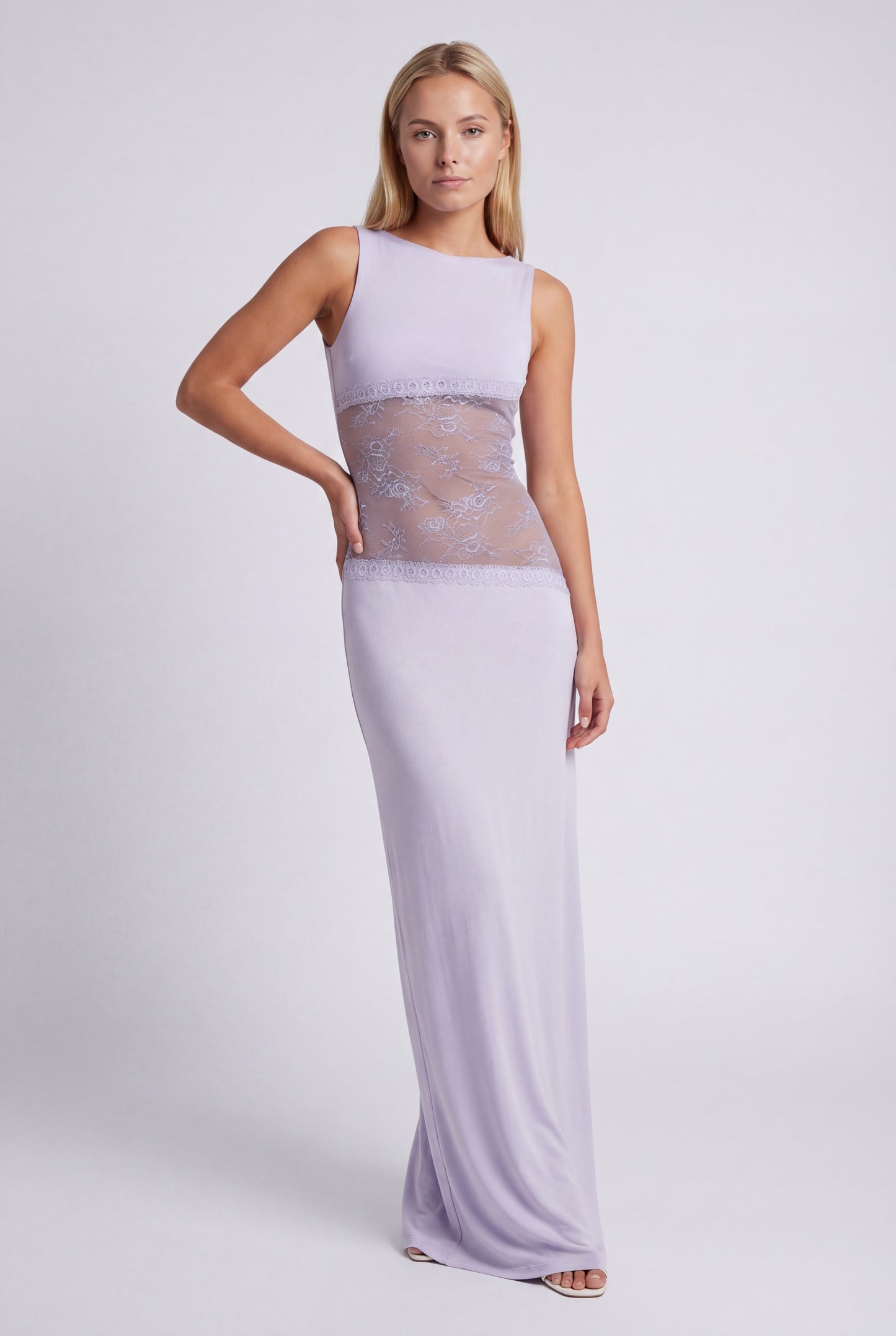 Noelia Lange Dress | Elegant Maxi Dress with Open Back and Lace Details