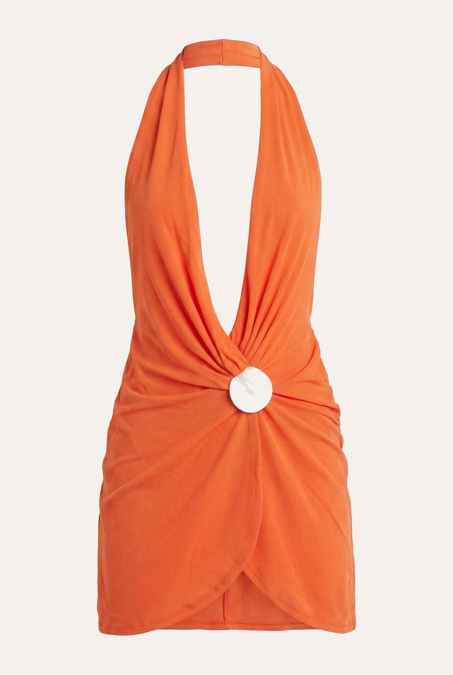 Eulalie Dames Halter Mini Jurk | Diepe V-hals | Schelp Detail