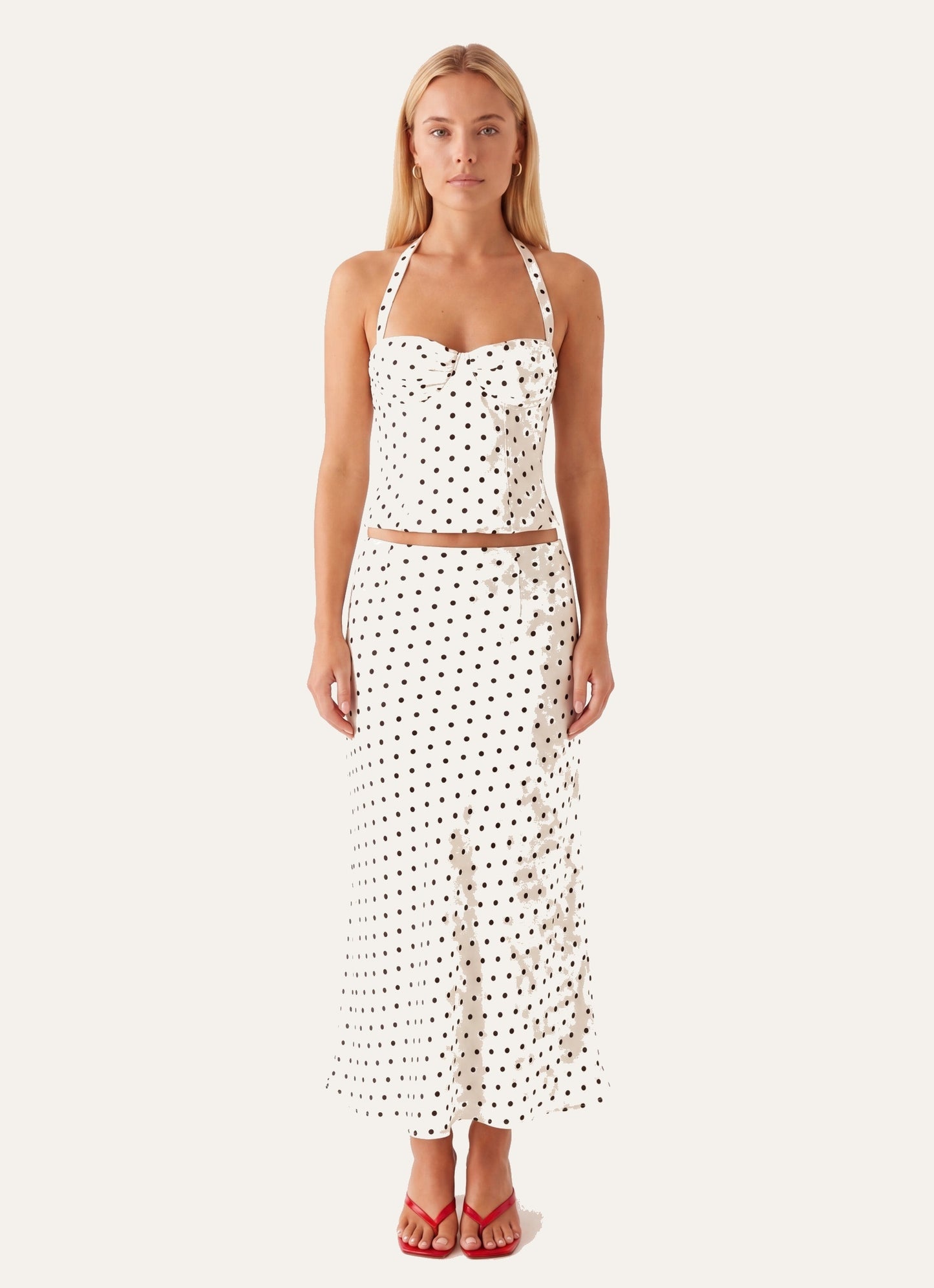 Ève Dames Haltertop Corsetstijl | Polkadot Print | Ruched Bustier Met Strikdetail In De Nek