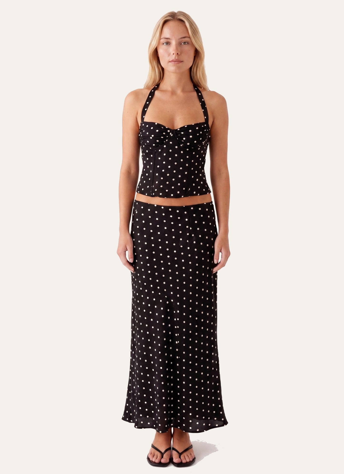 Ève Dames Haltertop Corsetstijl | Polkadot Print | Ruched Bustier Met Strikdetail In De Nek