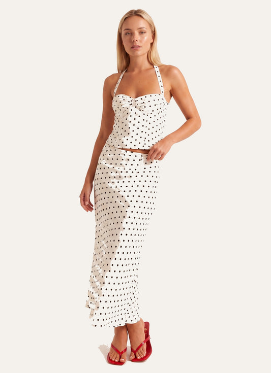 Ève Dames Haltertop Corsetstijl | Polkadot Print | Ruched Bustier Met Strikdetail In De Nek