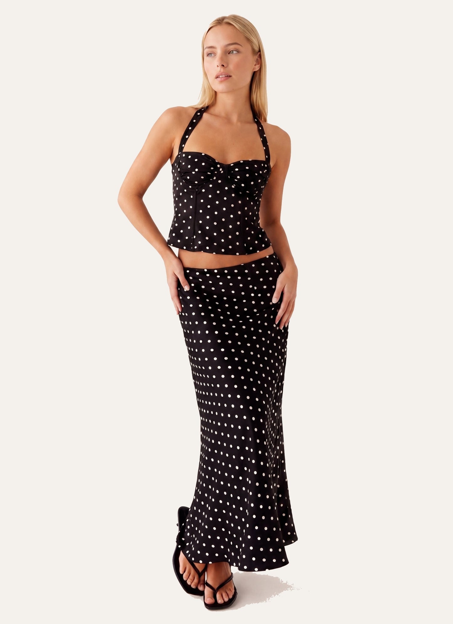 Ève Dames Haltertop Corsetstijl | Polkadot Print | Ruched Bustier Met Strikdetail In De Nek