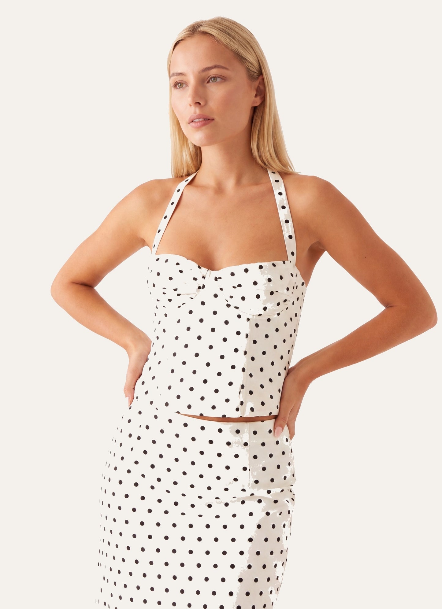 Ève Dames Haltertop Corsetstijl | Polkadot Print | Ruched Bustier Met Strikdetail In De Nek