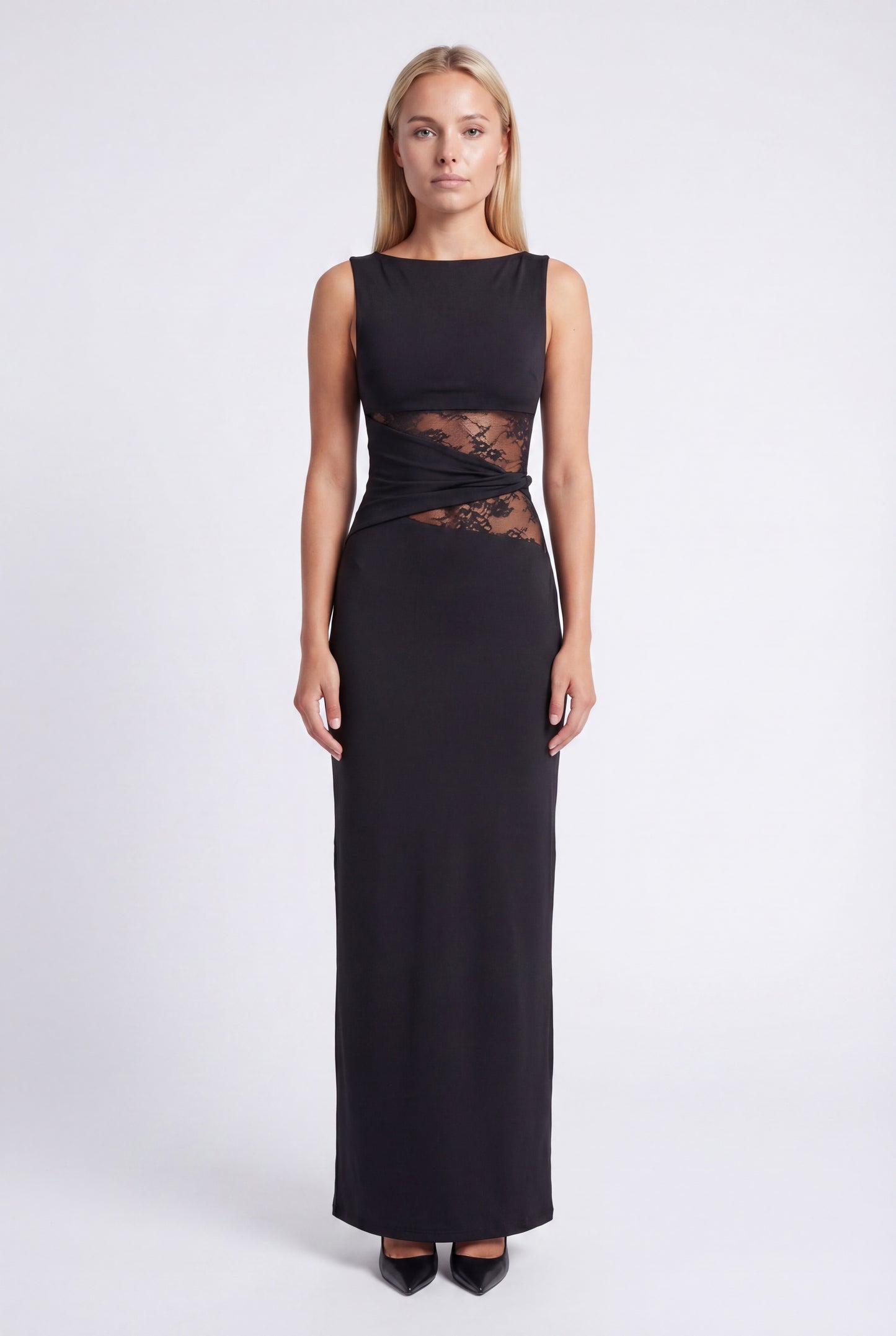 Oriana Maxi Dress | Round Neckline and Lace Waist for Women