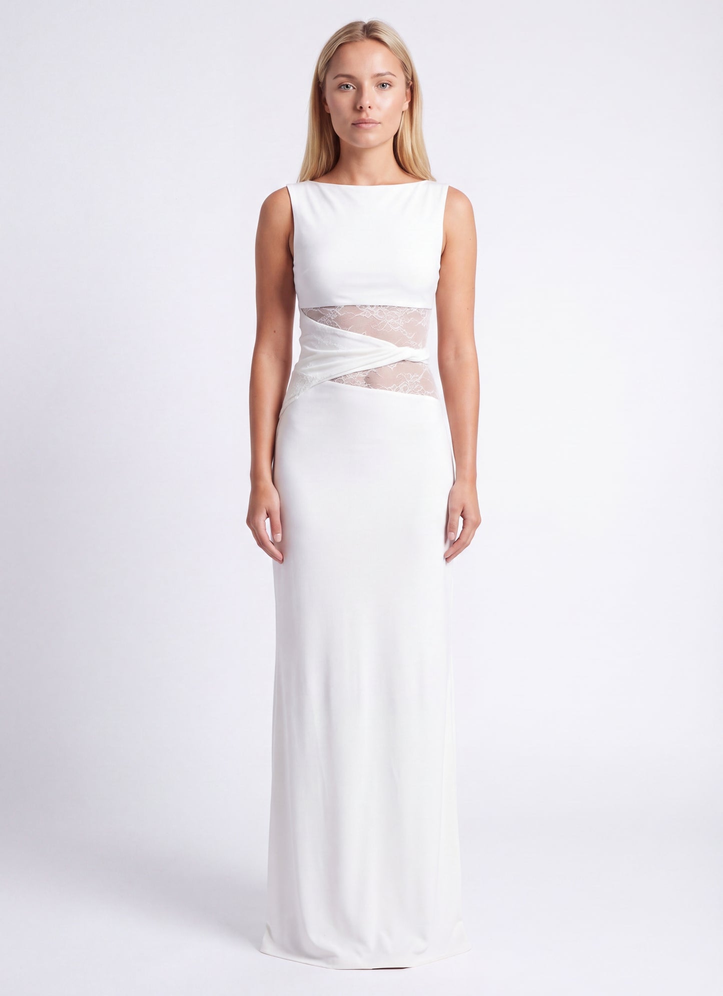 Oriana Maxi Dress | Round Neckline and Lace Waist for Women