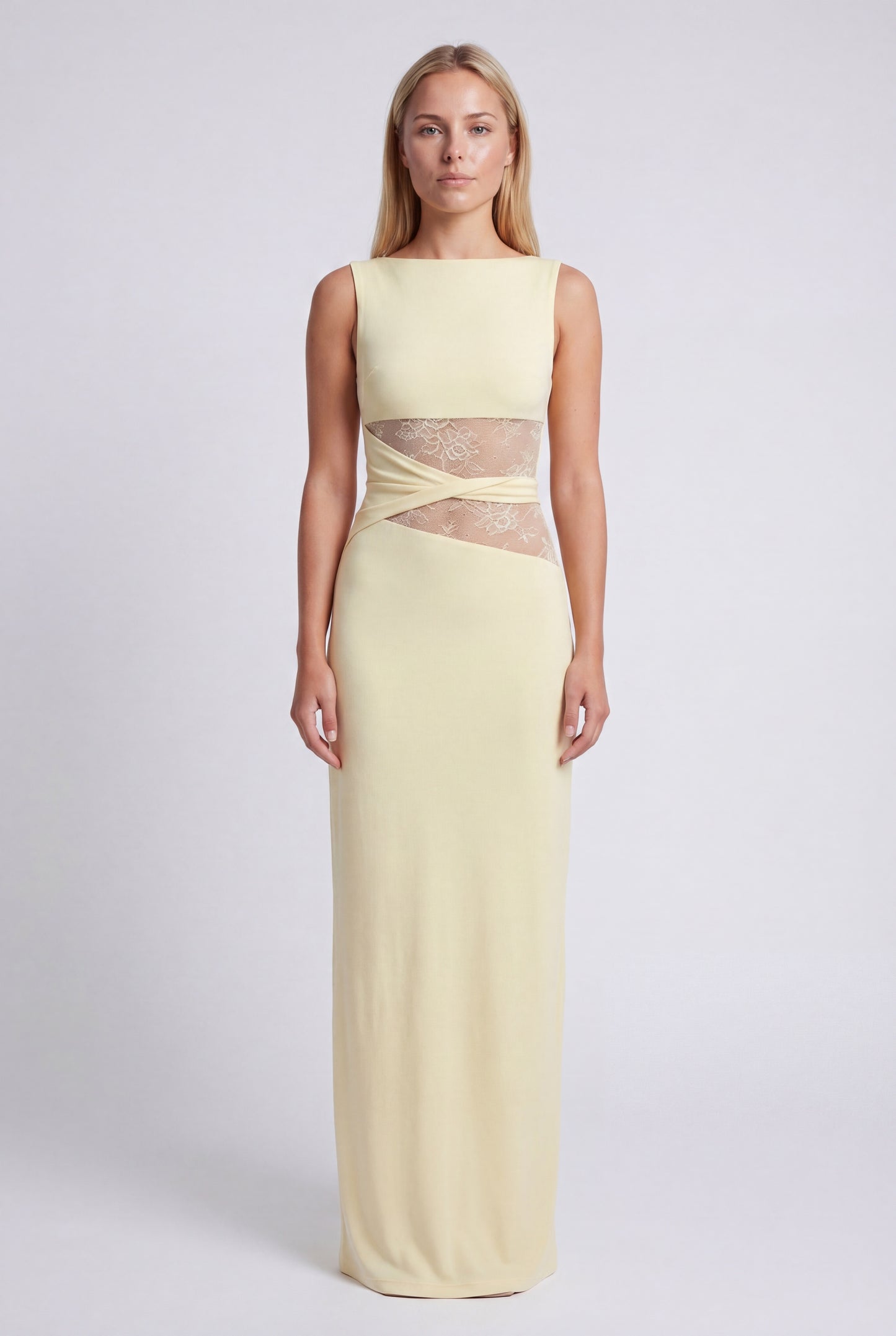 Oriana Maxi Dress | Round Neckline and Lace Waist for Women