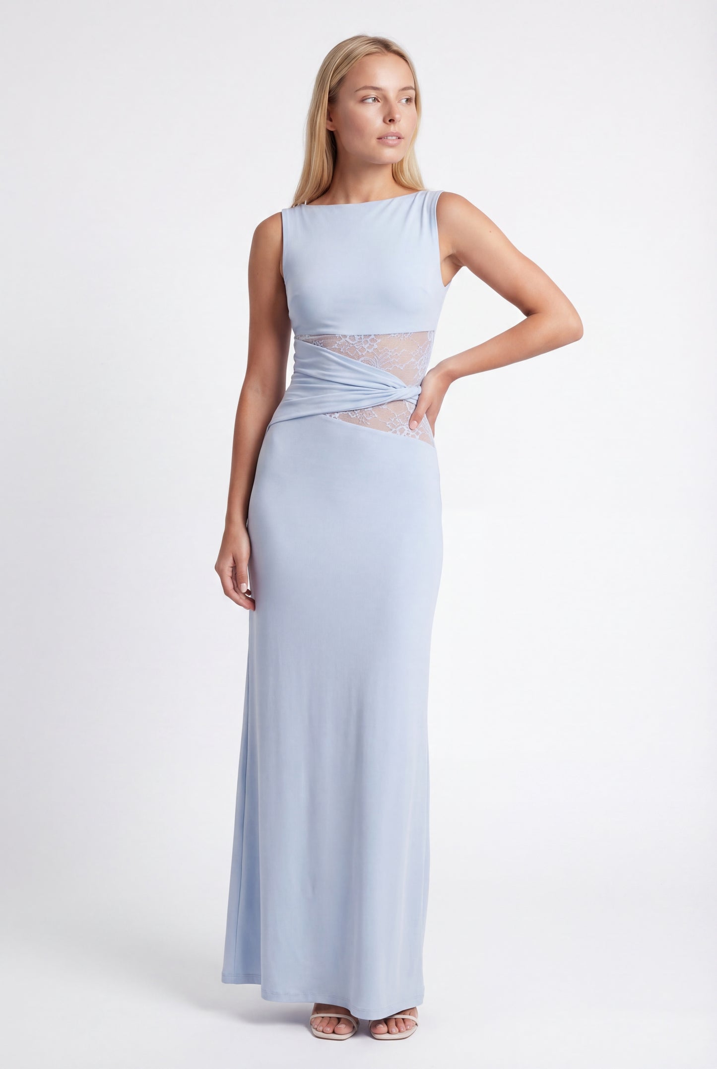 Oriana Maxi Dress | Round Neckline and Lace Waist for Women