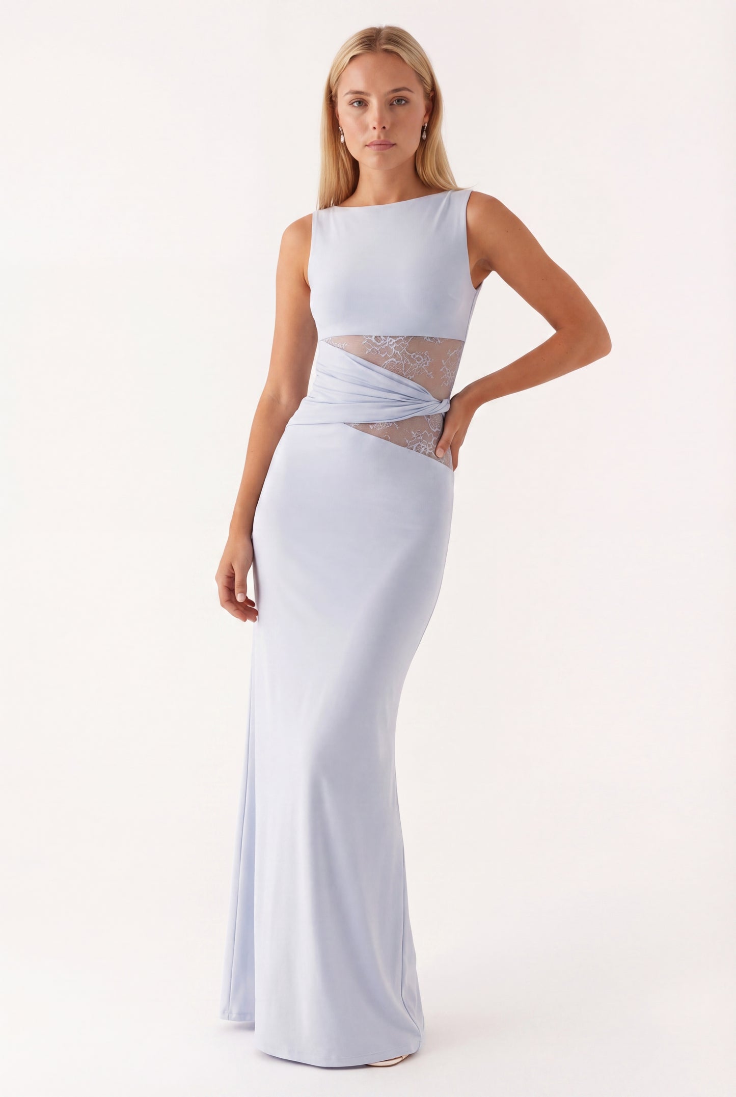 Oriana Maxi Dress | Round Neckline and Lace Waist for Women