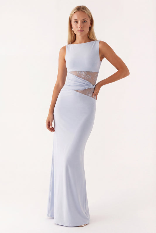 Oriana Maxi Jurk | Ronde Halslijn en Kanten Taille voor Dames
