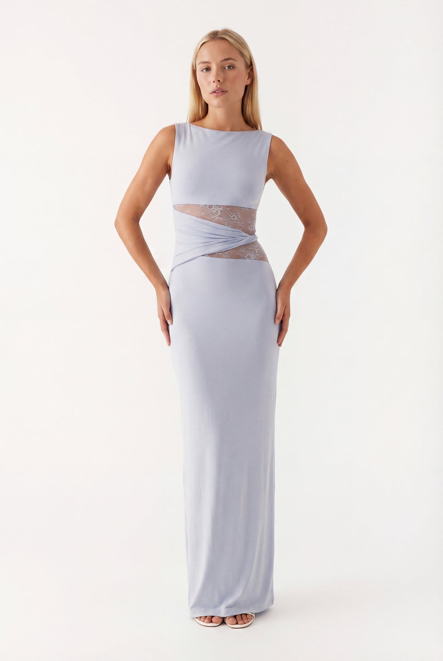 Oriana Maxi Dress | Round Neckline and Lace Waist for Women
