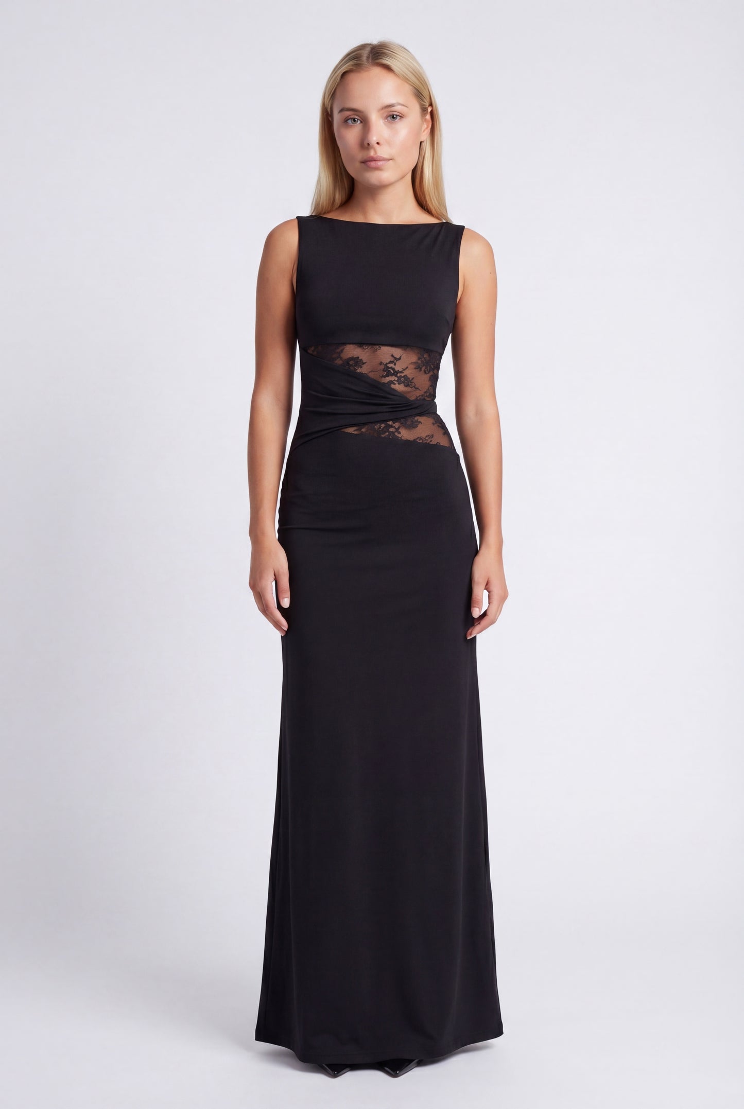 Oriana Maxi Dress | Round Neckline and Lace Waist for Women