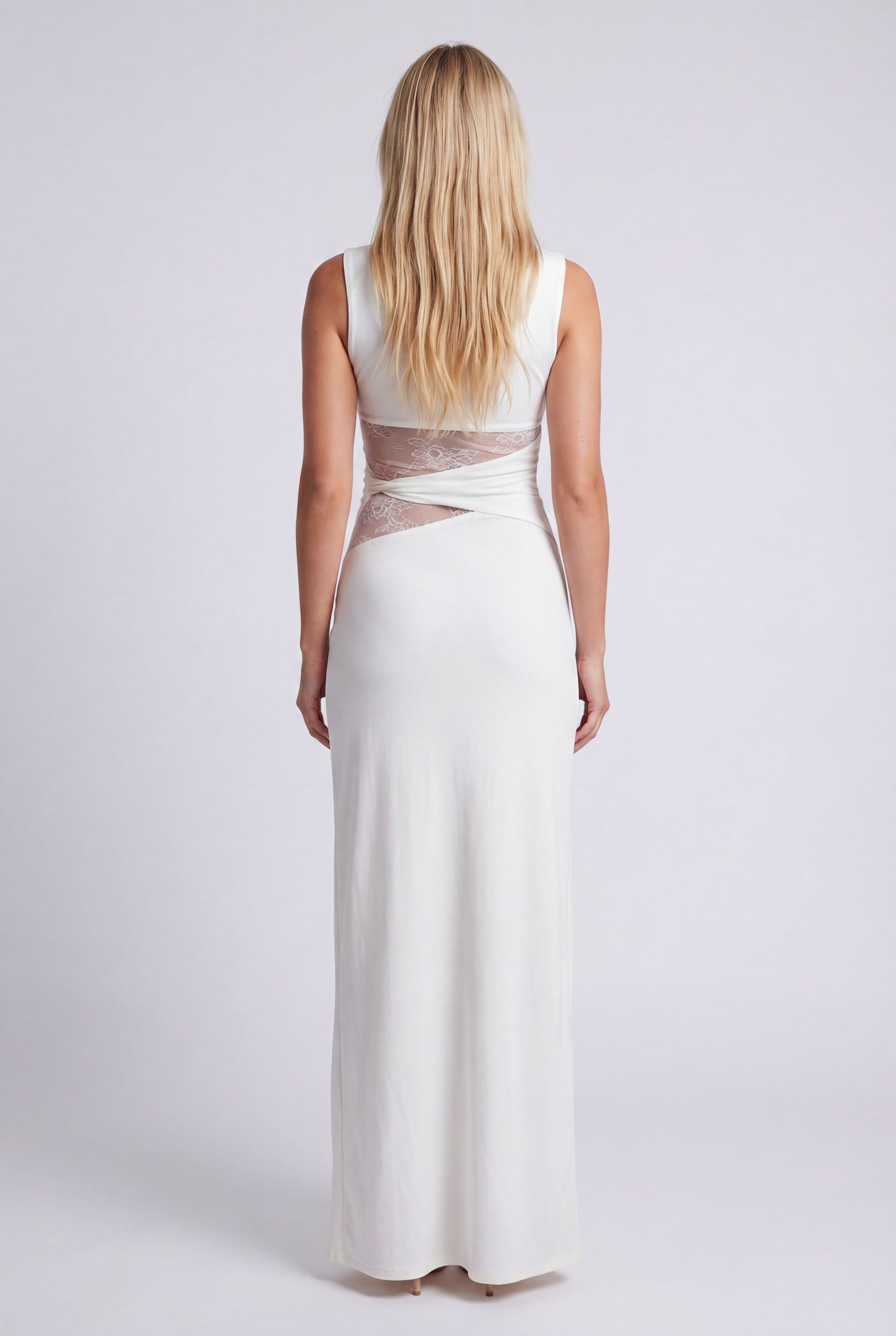Oriana Maxi Dress | Round Neckline and Lace Waist for Women