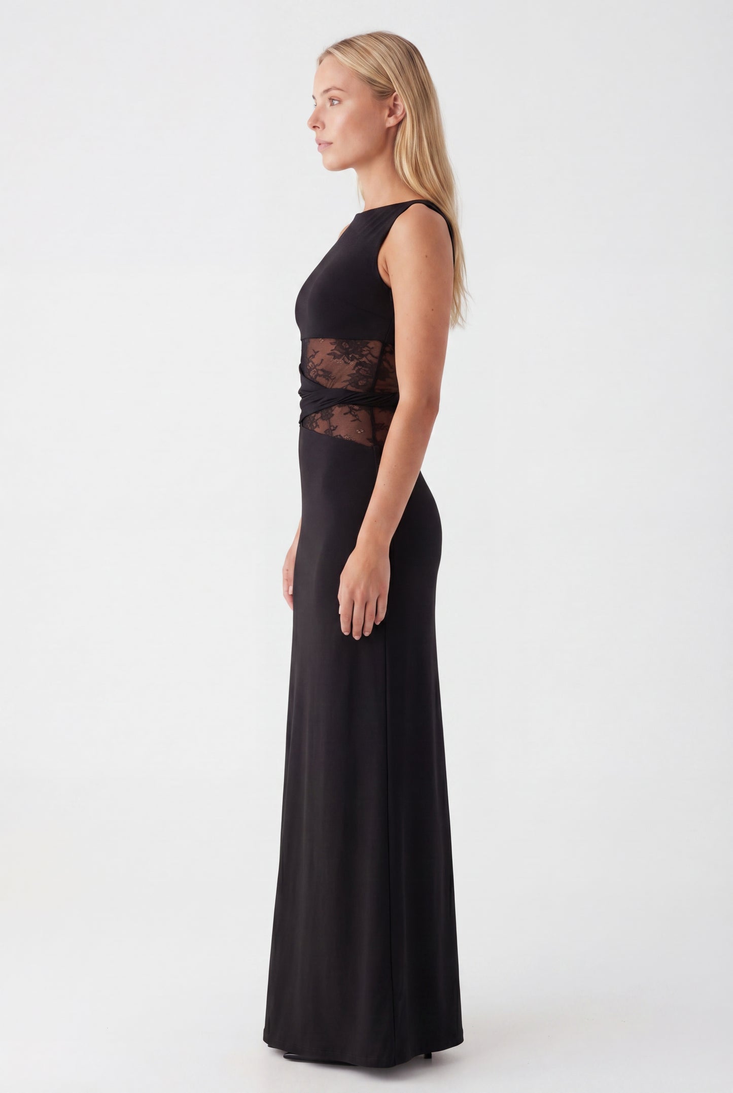 Oriana Maxi Dress | Round Neckline and Lace Waist for Women