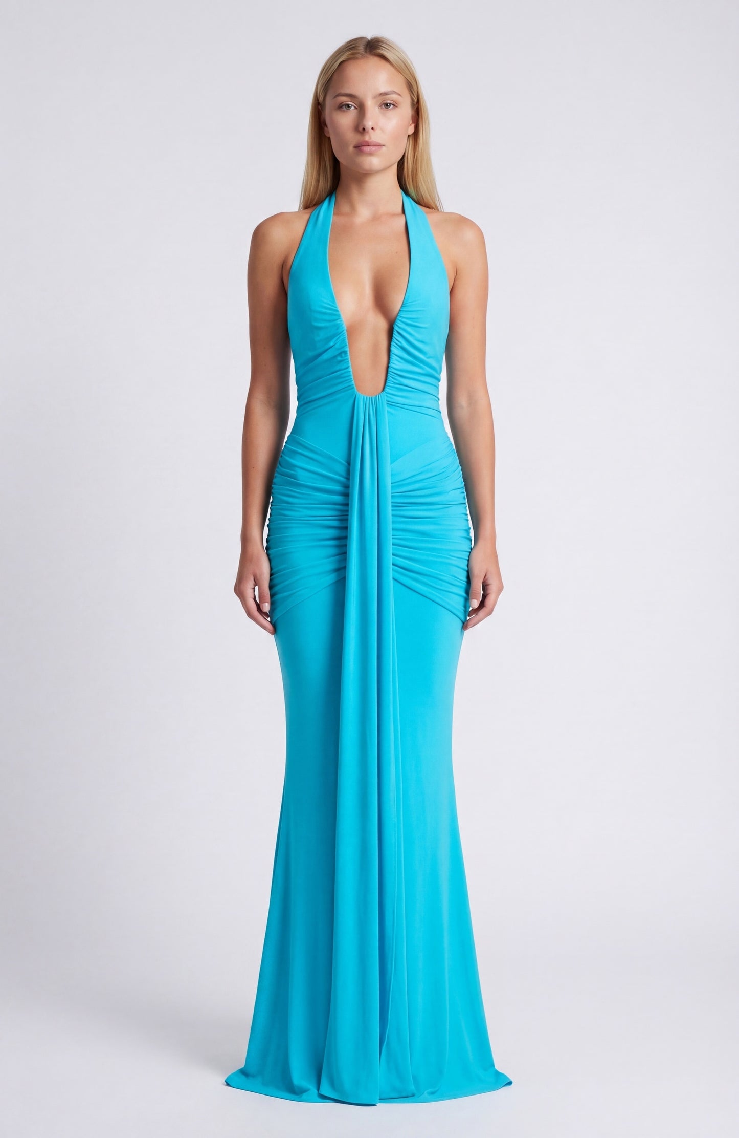 Allegra Jurk | Halternek | Maxi Lengte | Diepe V-Hals