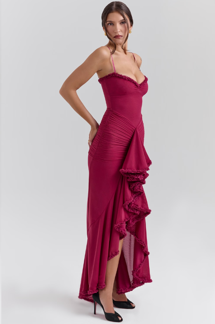 Serena Avondjurk – Ruffles en Sweetheart Halslijn 7