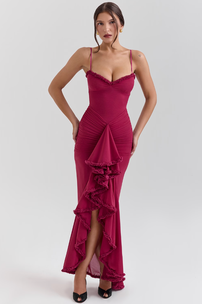 Serena Avondjurk – Ruffles en Sweetheart Halslijn 8
