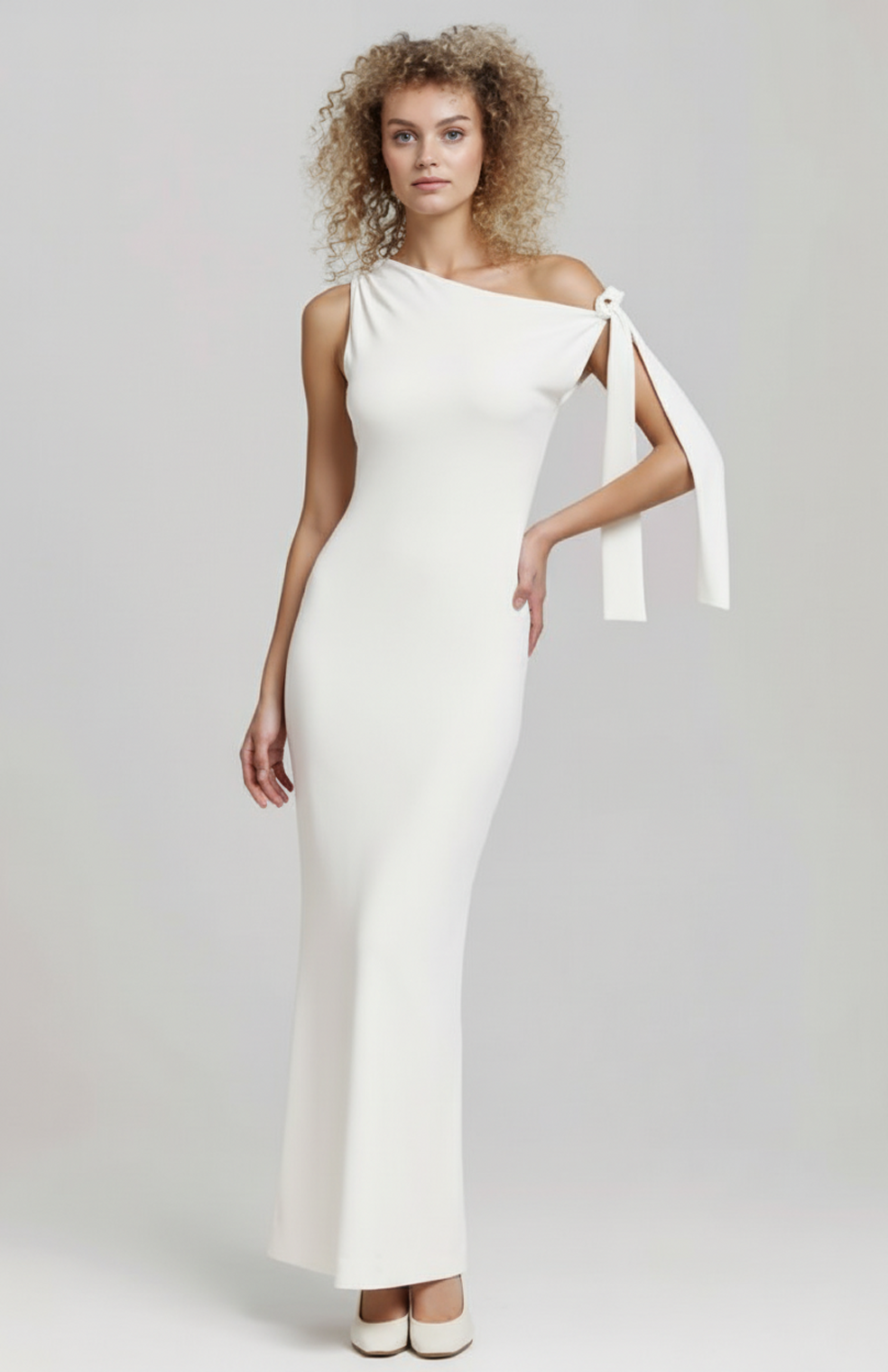 Orietta Dames Avondjurk | One Shoulder | Maxi Lengte | Strikdetail