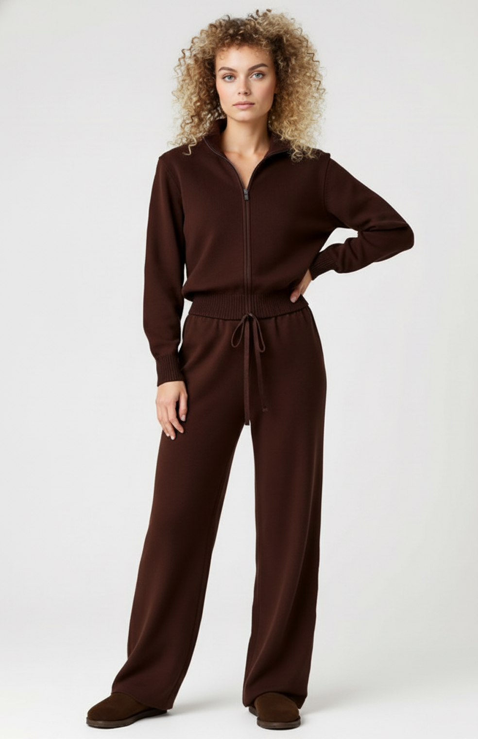 Marabella Dames Lounge Co-ord Set| Hoge Taille & Trekkoord | Zacht Gebreid