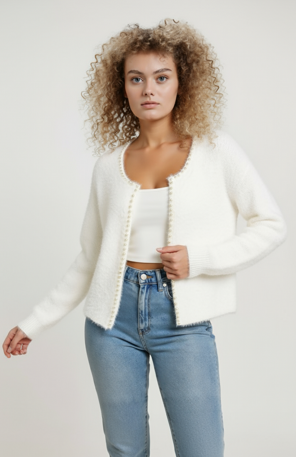 Zinnia Vest Dames | Open Model | Pareldetail | Zacht Comfort
