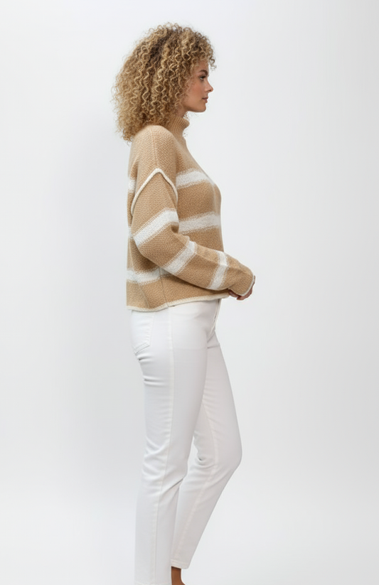 Kira Gestreepte Trui | Zachte Gebreide Stof Met Ronde Hals