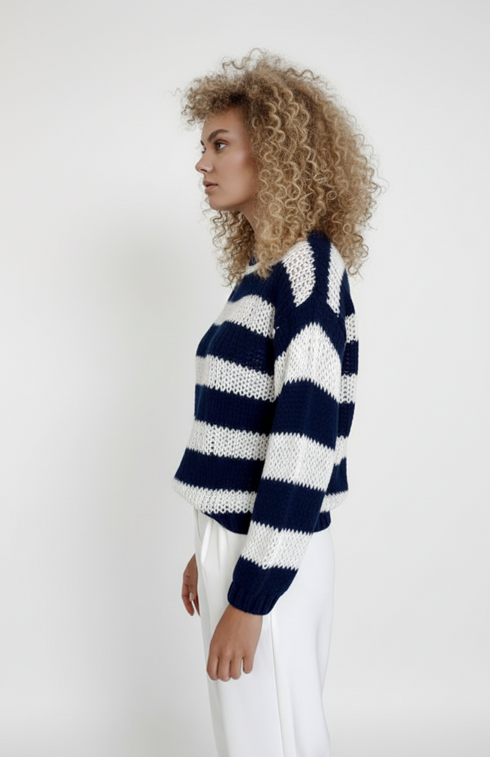Seline Dames Trui | Gestreept | Grof Gebreid | Relaxte Pasvorm