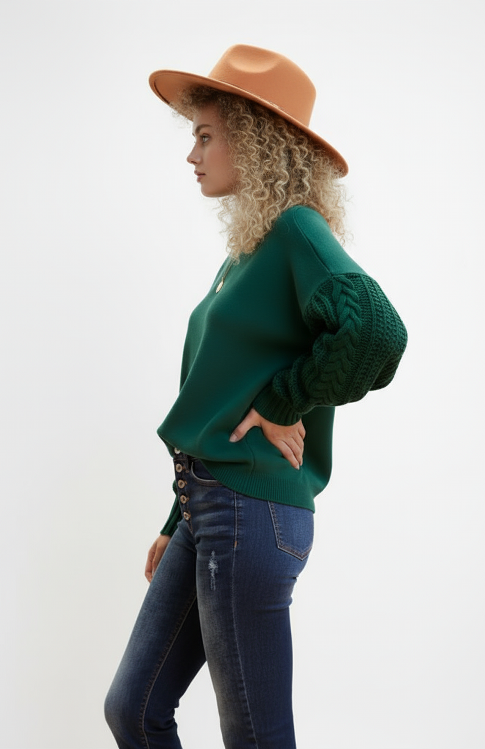 Astra Gebreide Trui Dames | Gevlochten Mouwen Relaxte Pasvorm