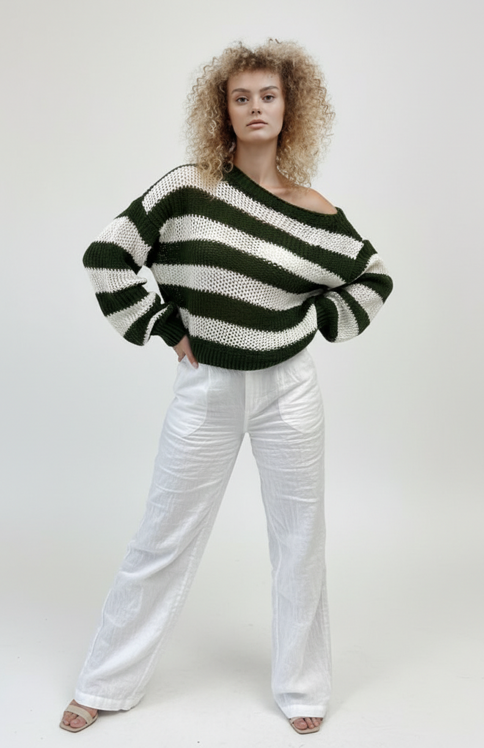 Seline Dames Trui | Gestreept | Grof Gebreid | Relaxte Pasvorm