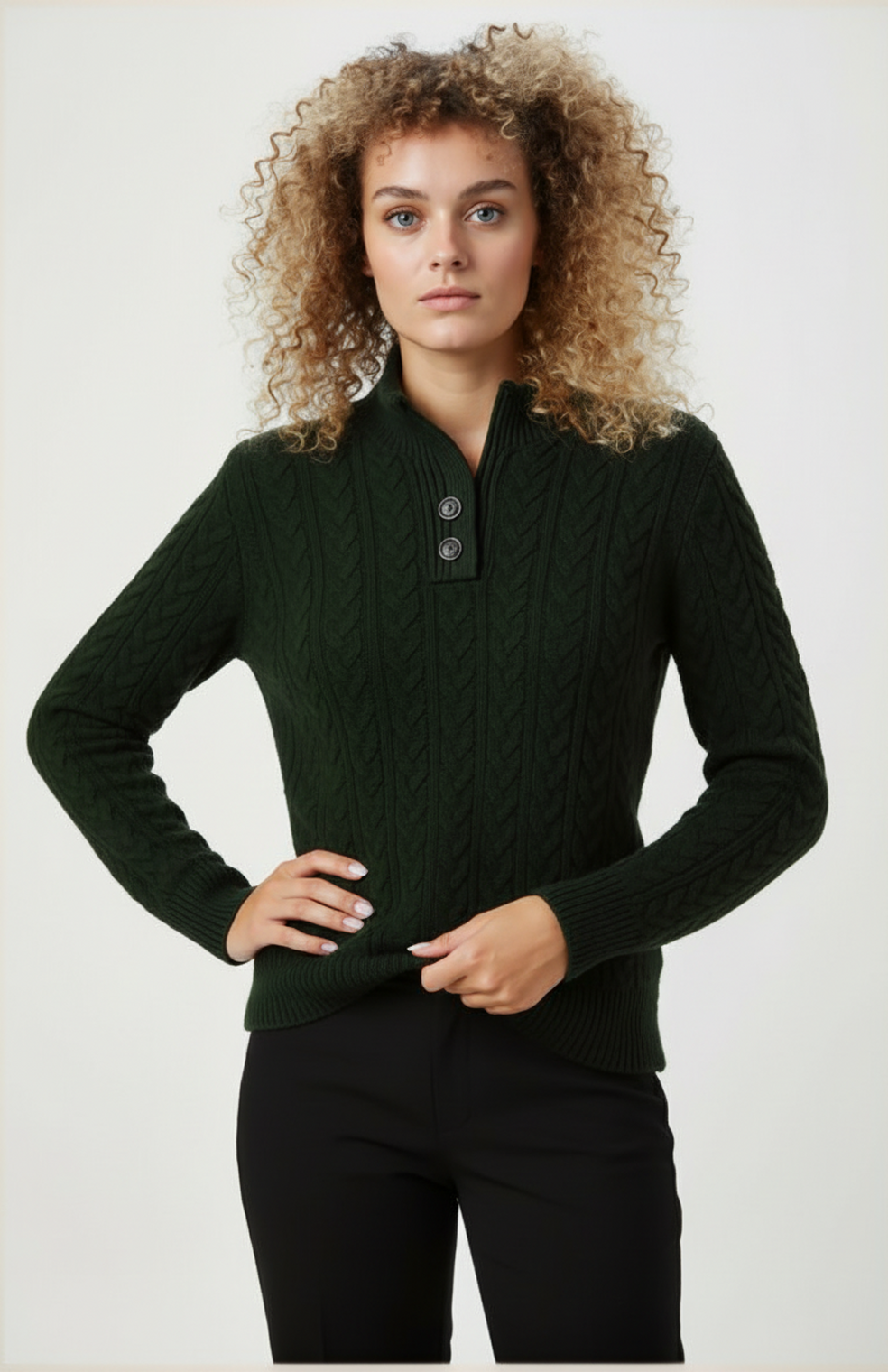 Sira Gebreide Trui Dames | Kabelpatroon | Knoopsluiting | Warme Textuur