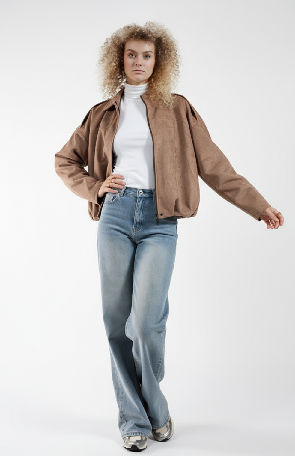 Ivara Damesjas | Suede jas met Lange Mouwen